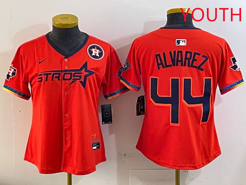 Youth Houston Astros #44 Alvarez Orange Fourth generation Joint Name Nike 2025 MLB Jersey style 6->youth mlb jersey->Youth Jersey